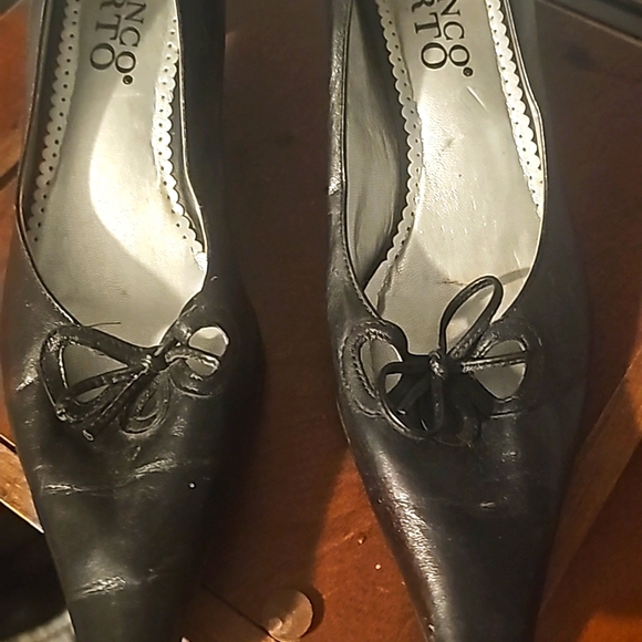 Franco Sarto Designer Genuine Leather Ladies Shoes, Sz 8, Black, Low Thick Heel - Picture 2 of 8